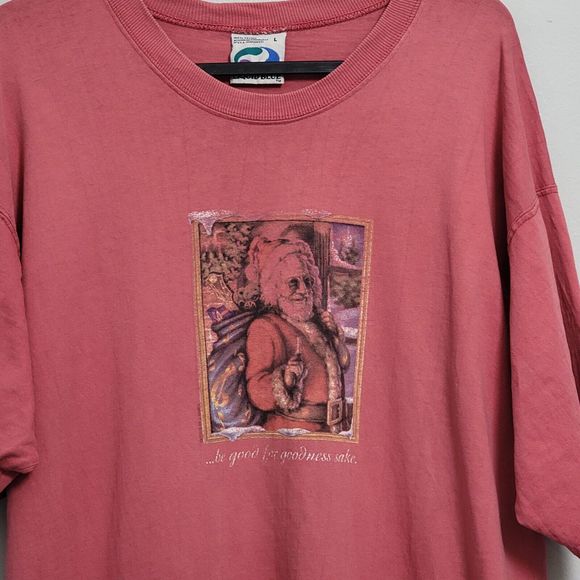 Vintage 90s Grateful Dead Jerry Garcia Santa Christmas Shirt Liquid Blue Large